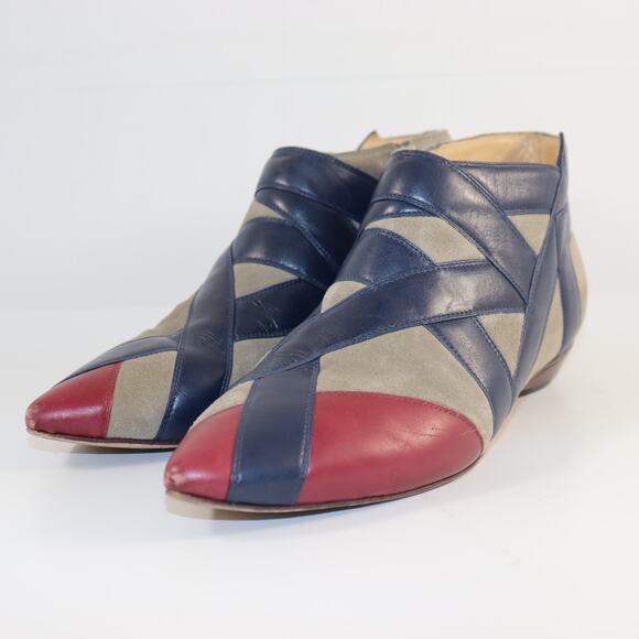 TCHES Colorblock Leather & Suede Booties – Women’s Size 8 – Made in Brazil - Picture 2 of 6